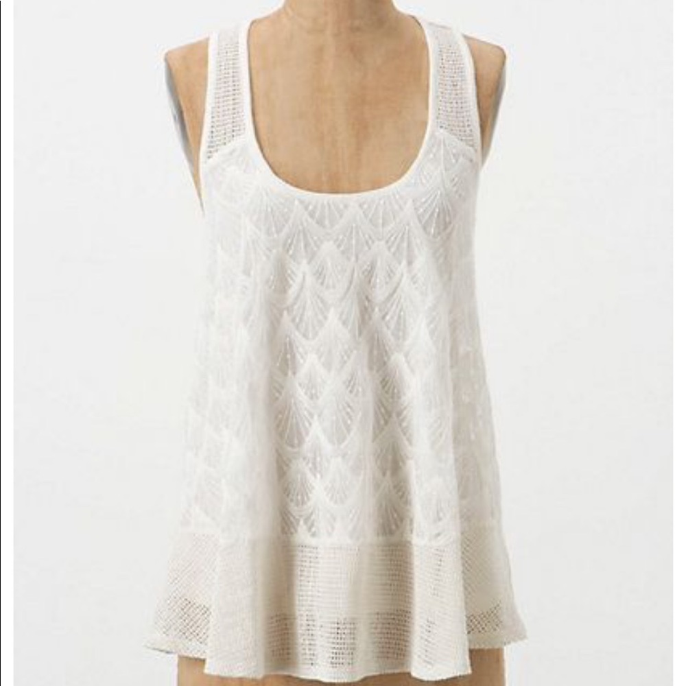 Anthropologie Heartloom Ruffled Racerback Tank